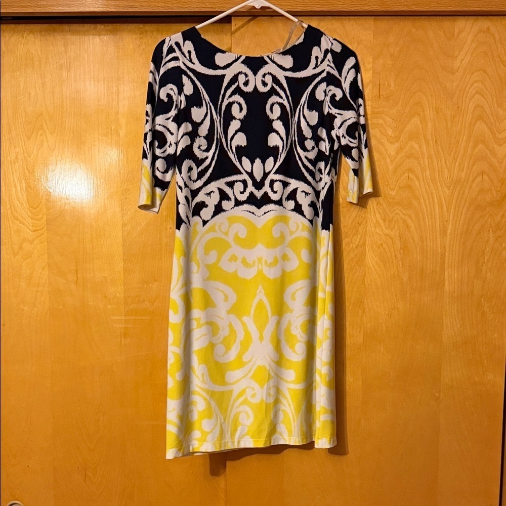 Eliza J Black and Yellow Long Sleeve Dress